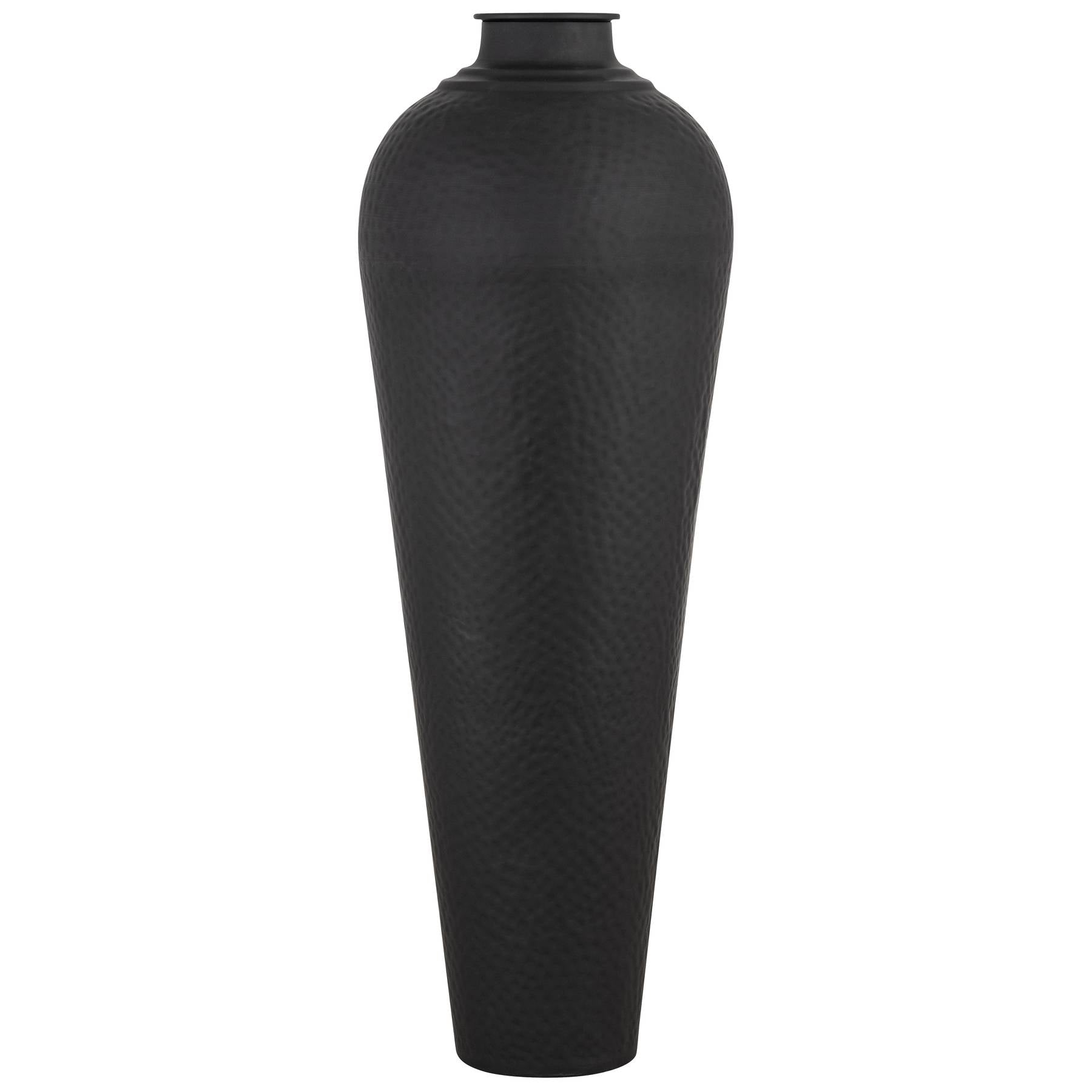 Matt Black Hammered Vase With Lid