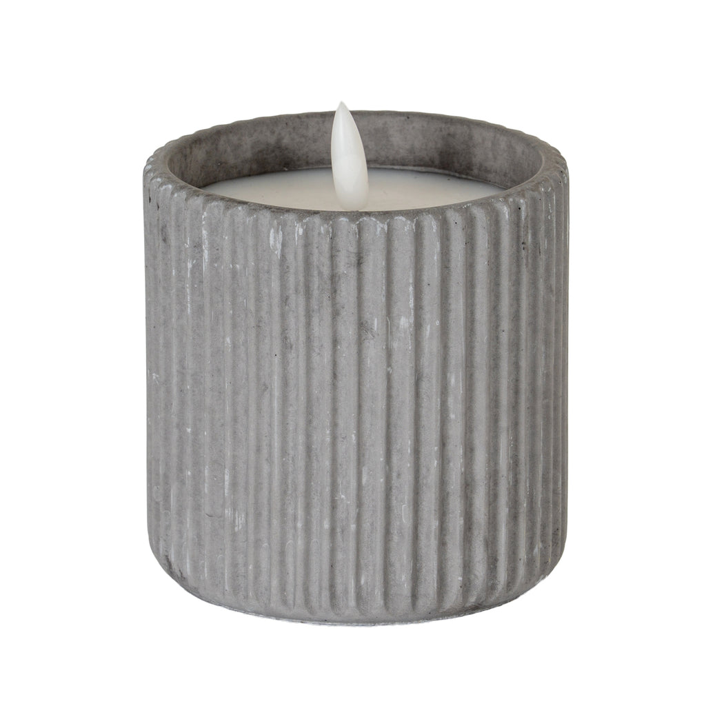 Luxe Collection Natural Glow Grey Ribbed Large LED Candle